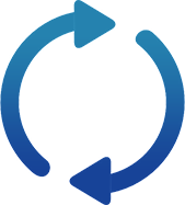 Blue circular refresh sync icon symbolizing Ottocast wireless CarPlay and Android Auto connection update