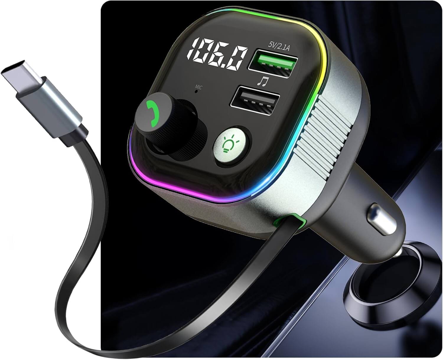 65W Bluetooth Car MP3 Player & Charger