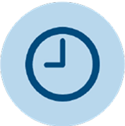 Blue clock icon representing working hours from 9 to 5, business time schedule symbol