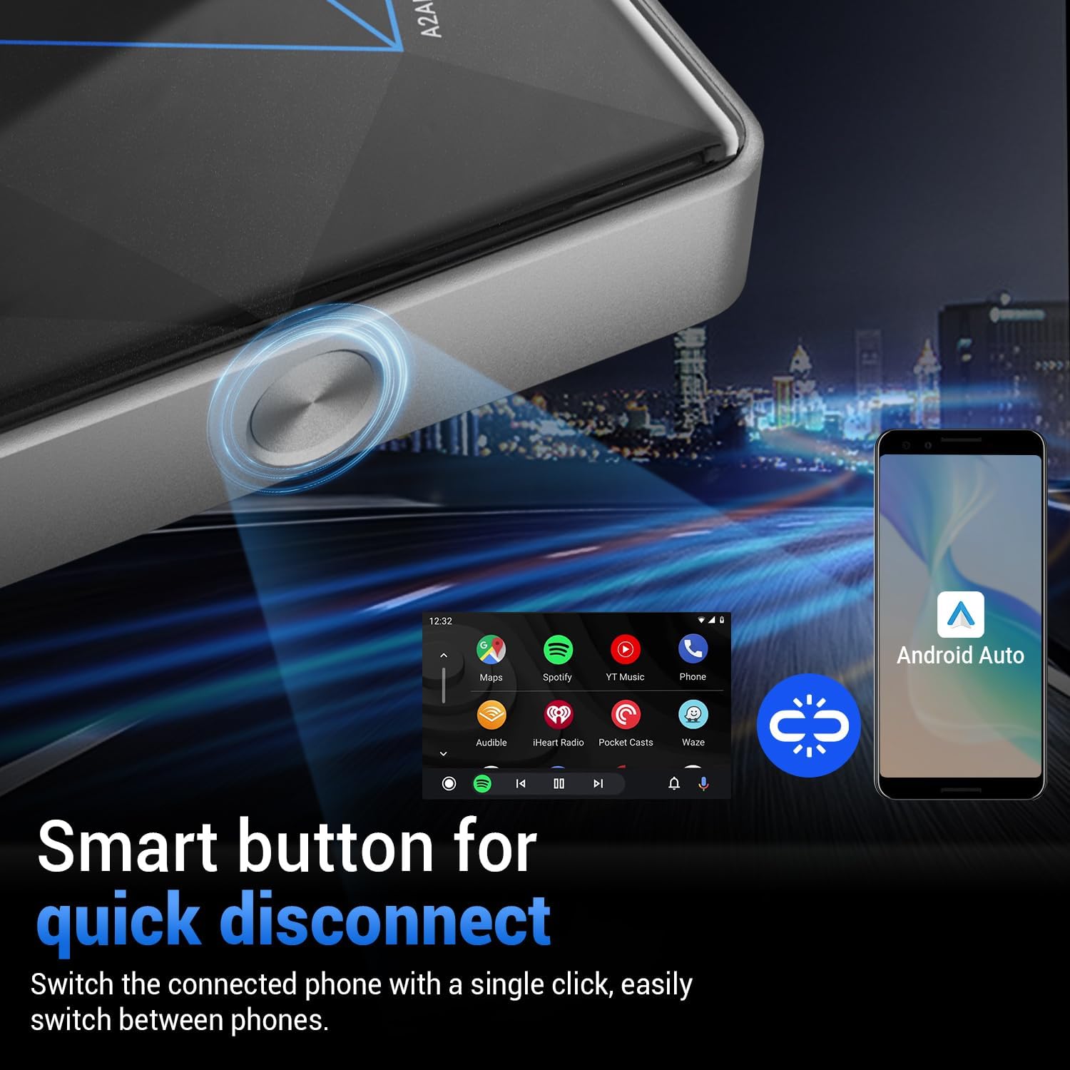 Adaptador Sem Fio A2Air Pro para Android Auto