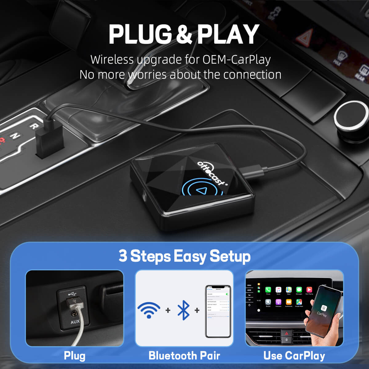 (Oferta Especial de Hoje 46% OFF) Adaptador Sem Fio U2AIR Pro CarPlay
