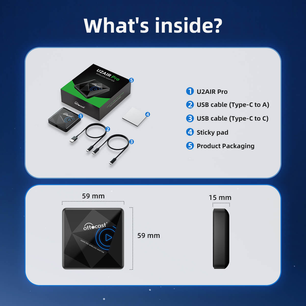 U2AIR प्रो वायरलेस कारप्ले एडाप्टर