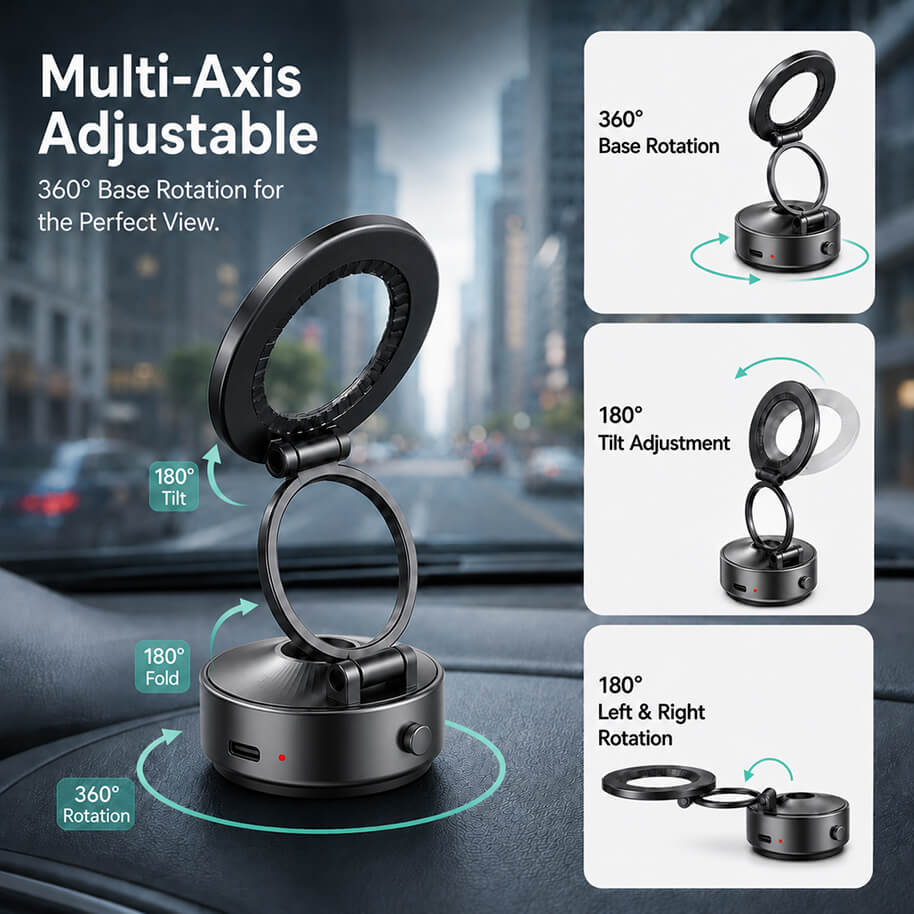 Foldable Magnetic Vacuum Car Phone Holder