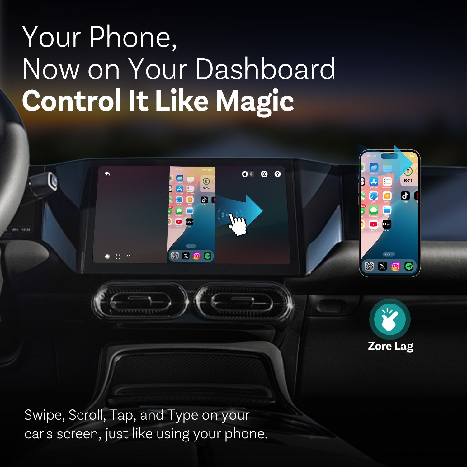 ( PREÇO EXCLUSIVO--CÓDIGO:L10 ) Adaptador Wireless Mirror Touch CarPlay