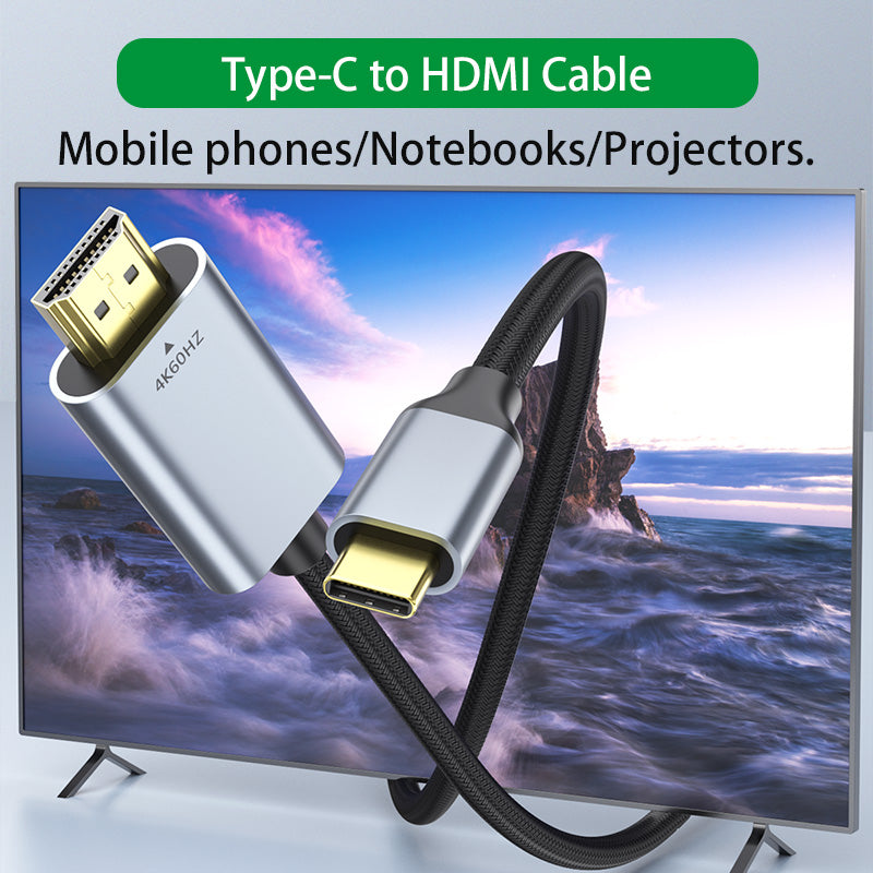Type-C-HDMI-Kabel für iPhone 15 Serie, MacBook Pro/Air, iPad Pro, Android-Telefon-Serie