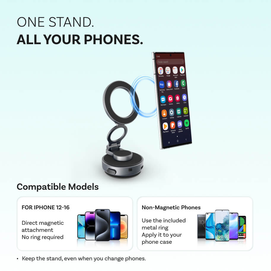 MCM11 Flex magnetyczny uchwyt na telefon z funkcją próżniowego przyssania