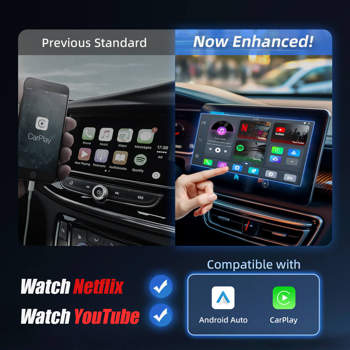 (Today Special Offer 40% OFF) Play2Video Pro Wireless CarPlay/ Android Auto Adapter With YouTube & Netflix