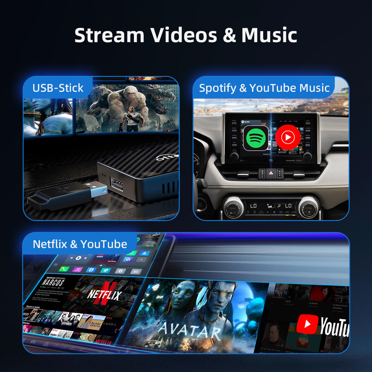 (Today Special Offer 40% OFF) Play2Video Pro Wireless CarPlay/ Android Auto Adapter With YouTube & Netflix