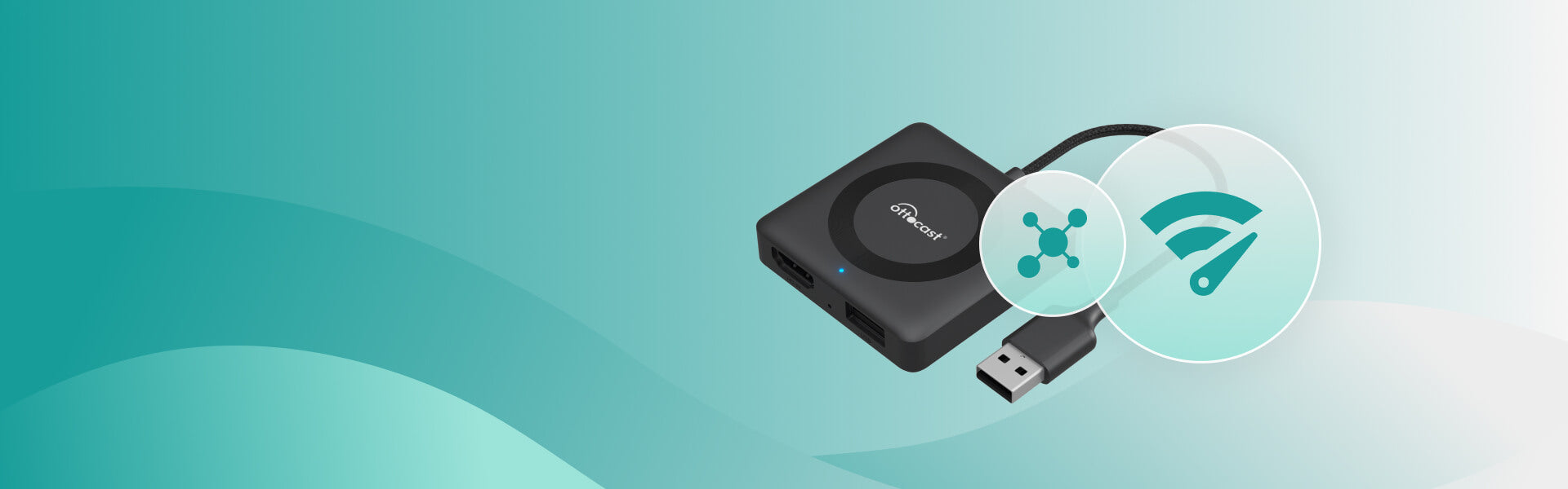 Ottocast Car TV Mate Max wireless adapter with USB connection and fast WiFi performance for smart car streaming