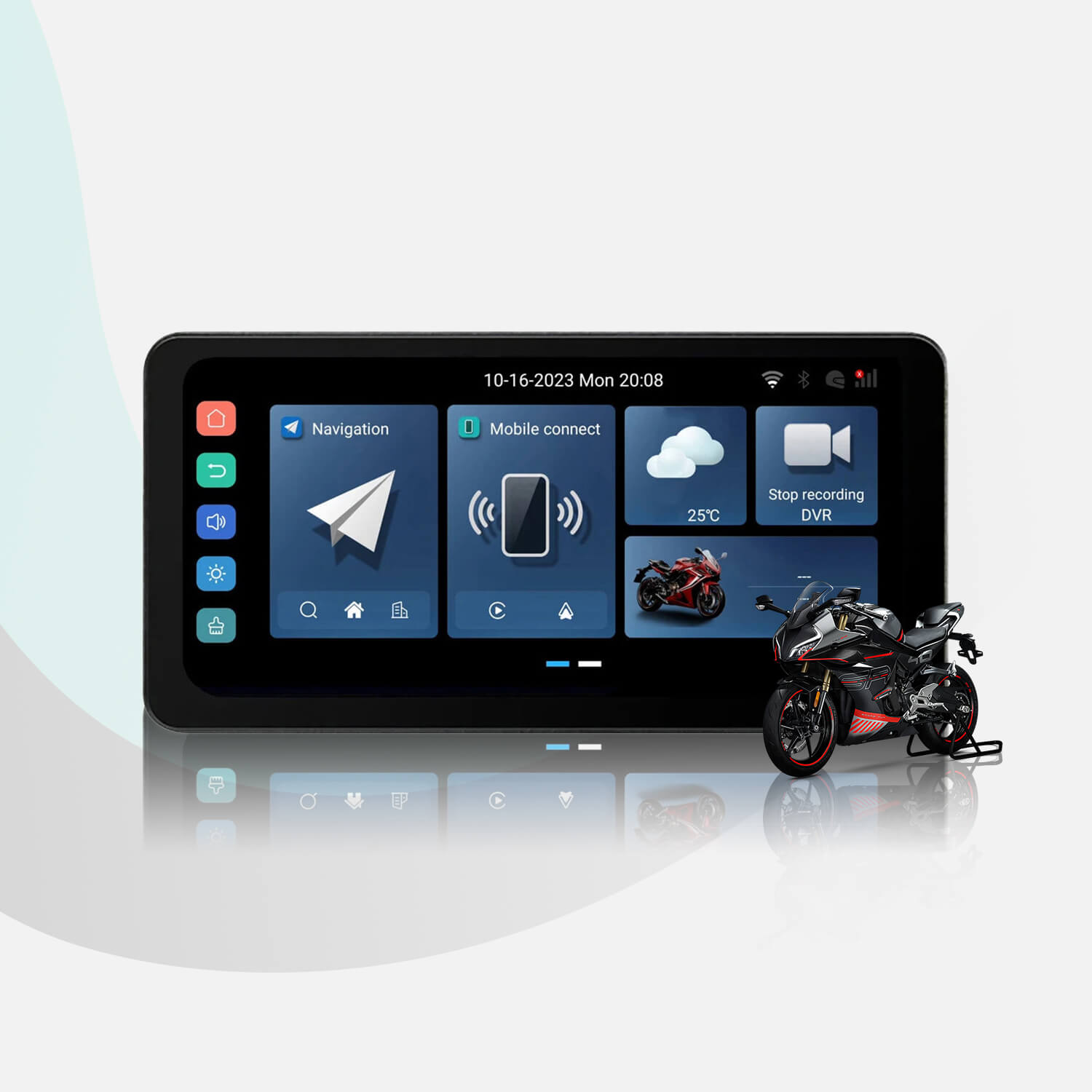 CarPlay Lite C5 Ultra Motorcycle Android 12 GPS Display Screen With DVR Camera