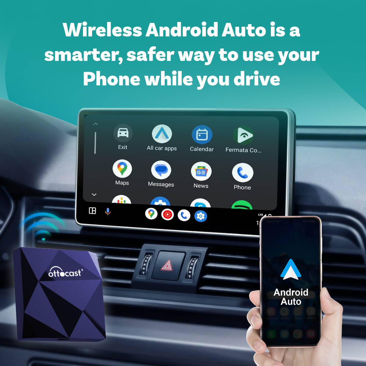 A2Air Android Auto trådløs Bluetooth-adapter - Ottocast