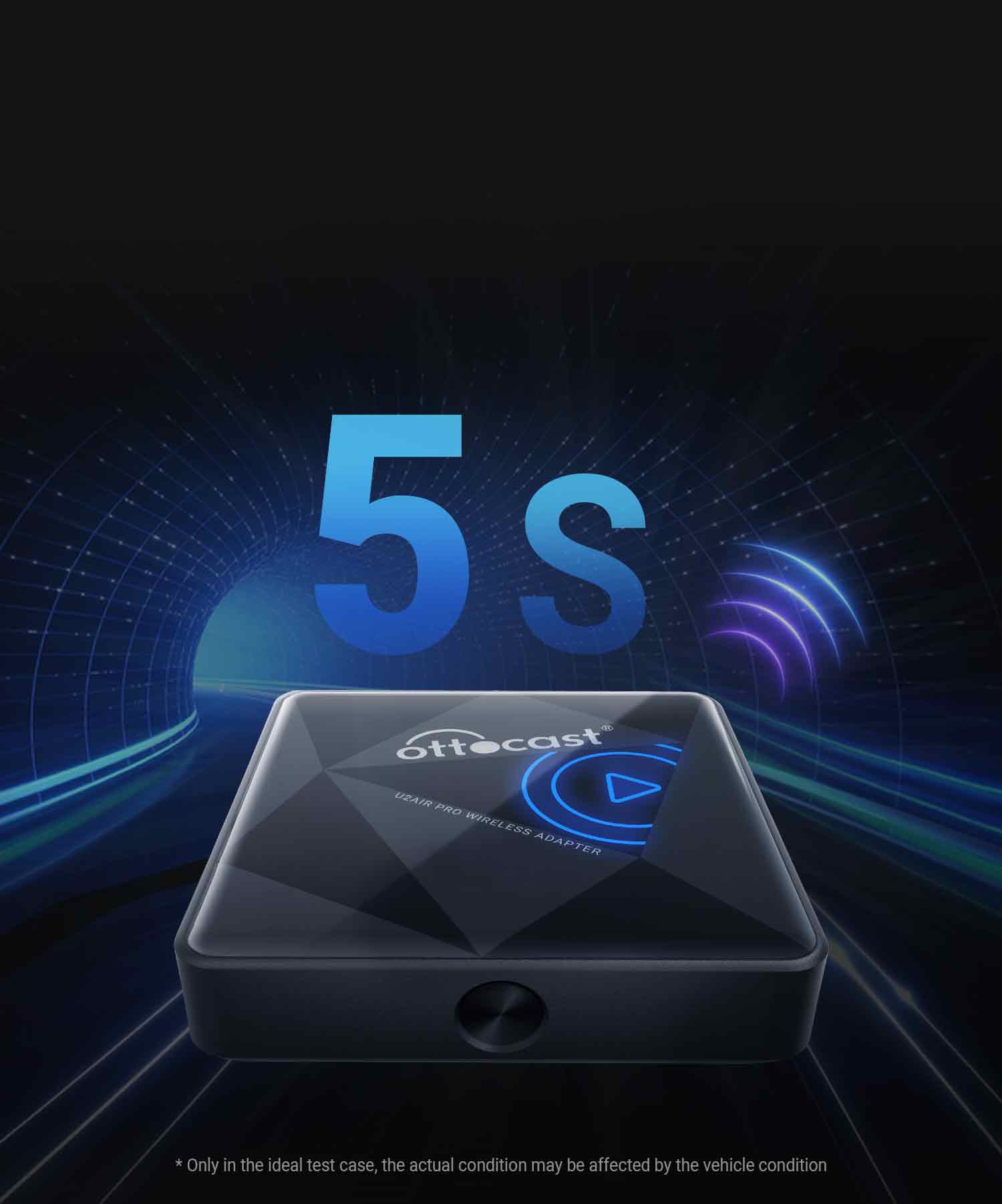 Ottocast wireless CarPlay adapter fast 5s connection for seamless in-car entertainment