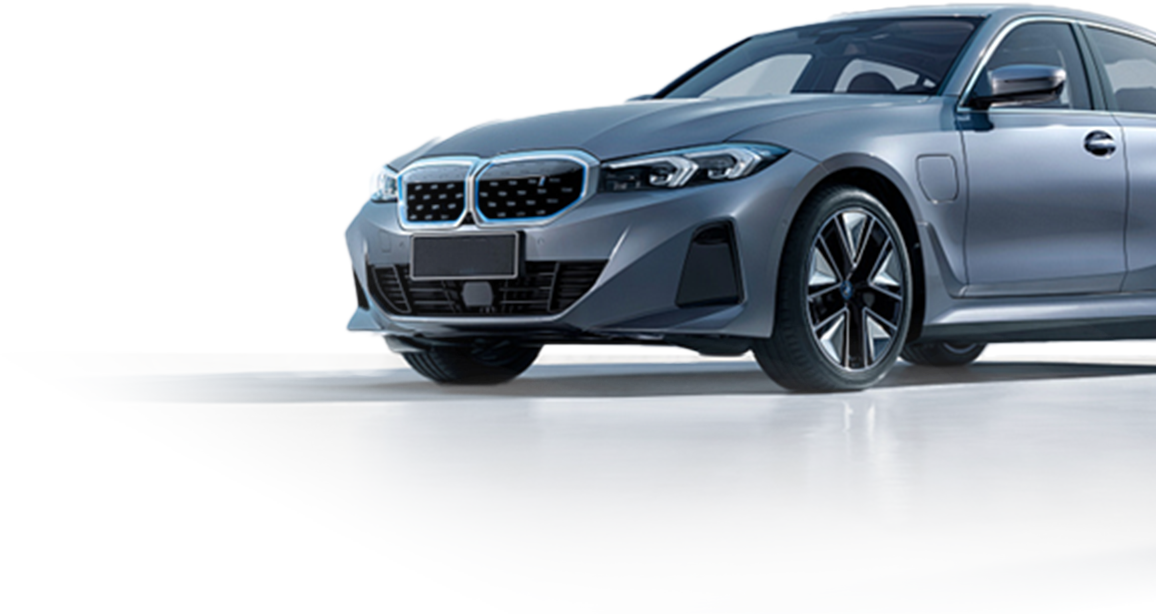 Silver BMW electric car front view showcasing modern design and compatibility with Ottocast wireless CarPlay adapters
