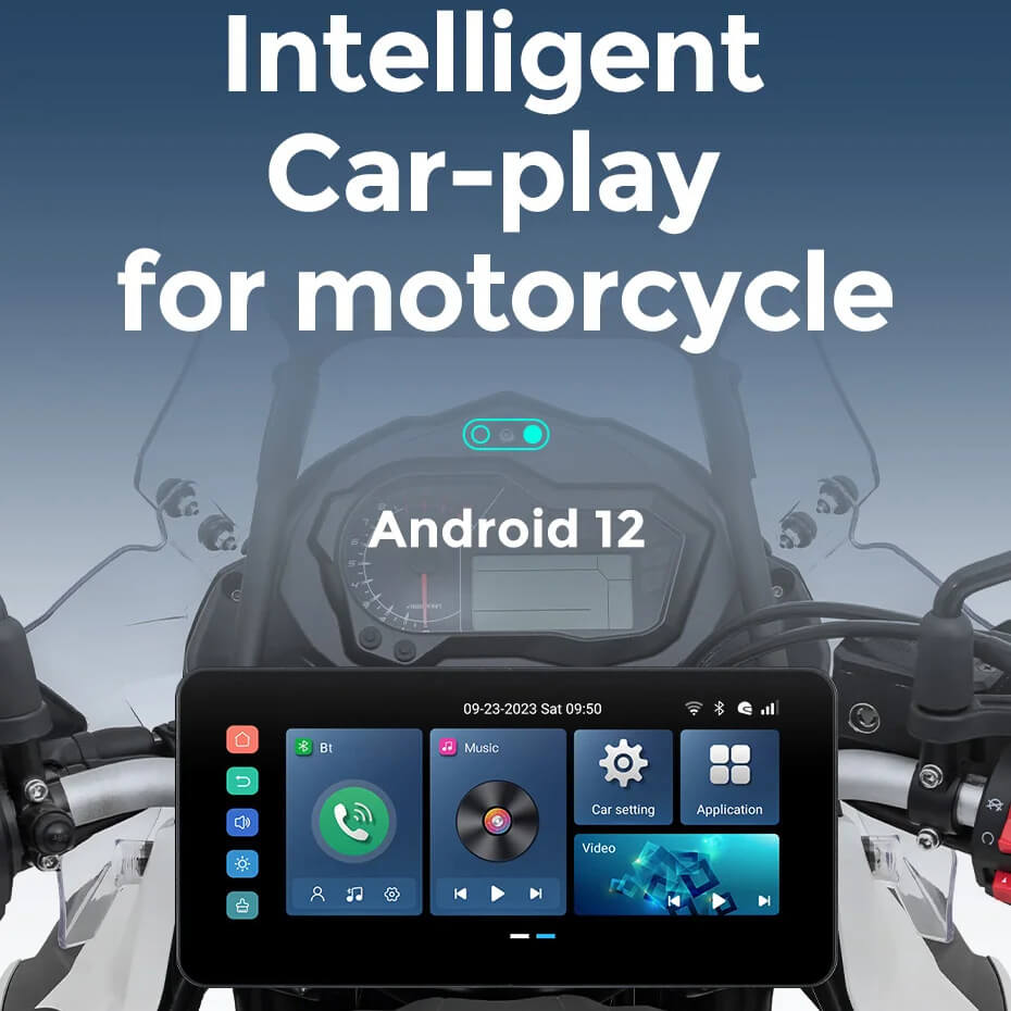 Ottocast Android 12 intelligent motorcycle display with CarPlay and Android Auto support for navigation and music
