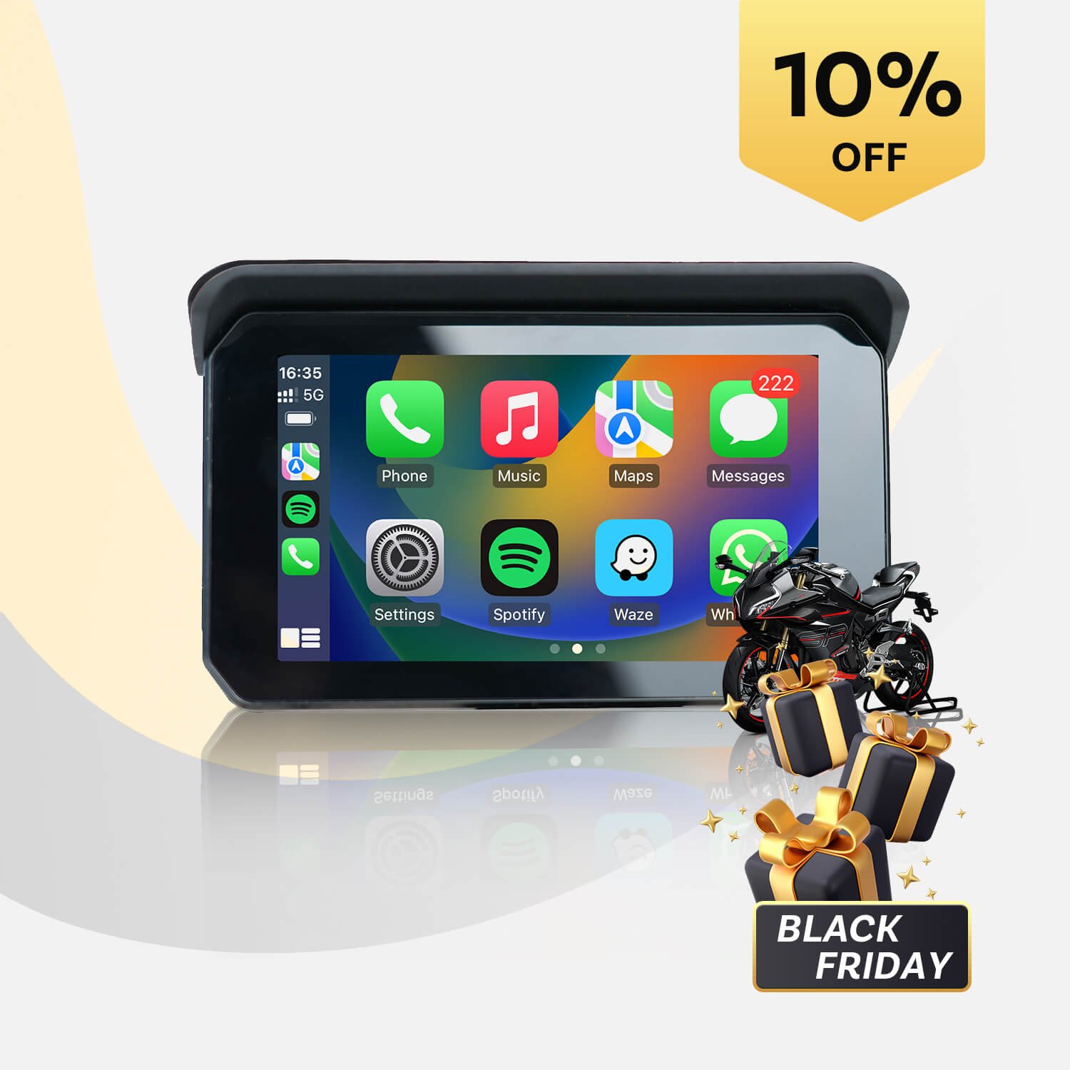 Ottocast バイクスクリーン CarPlay Lite C5 SE CarPlay Lite C5 SE Portable Motorcycle GPS Wireless CarPlay/Android Au