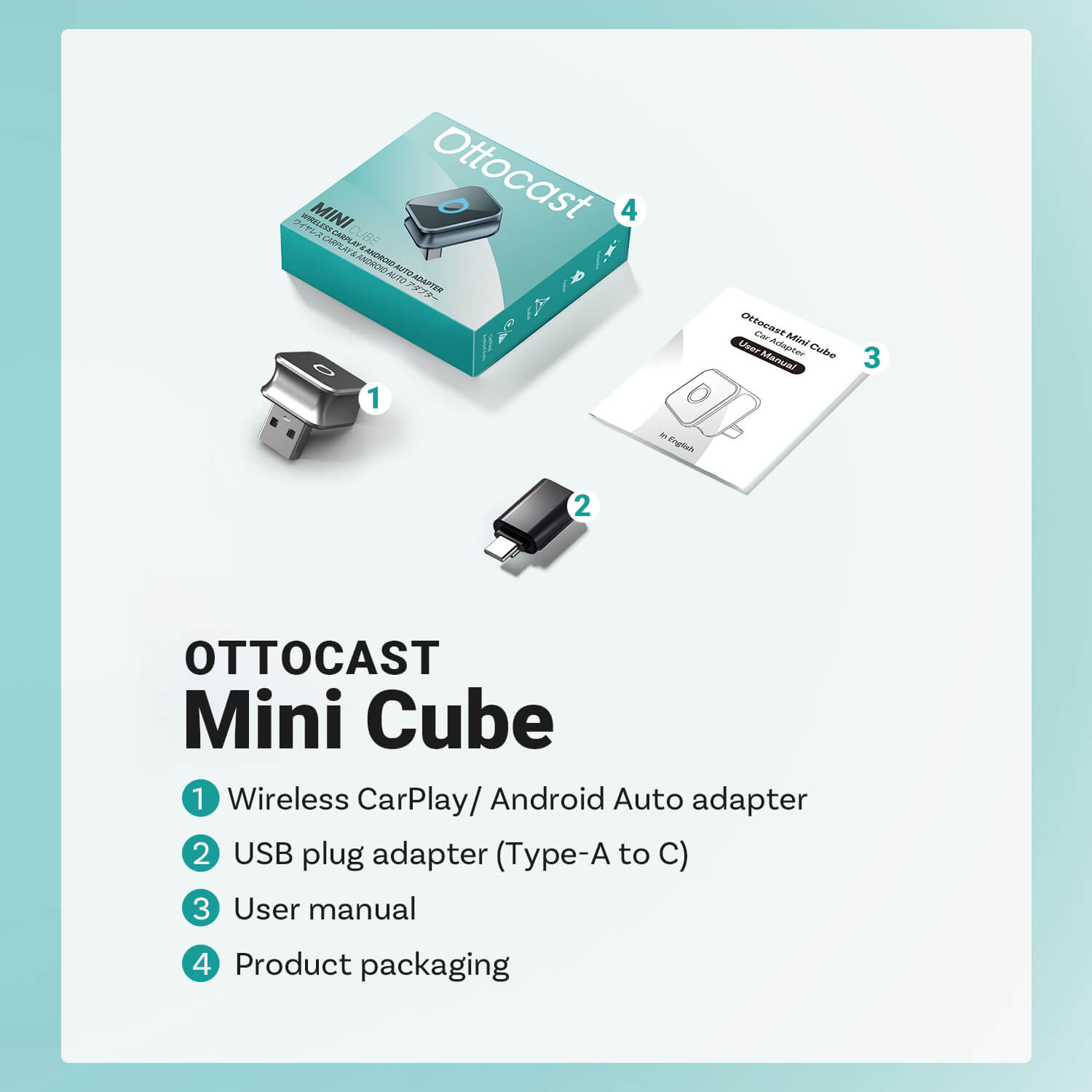 Ottocast Mini Cube 3.0 Wireless CarPlay/Android Auto Adapter
