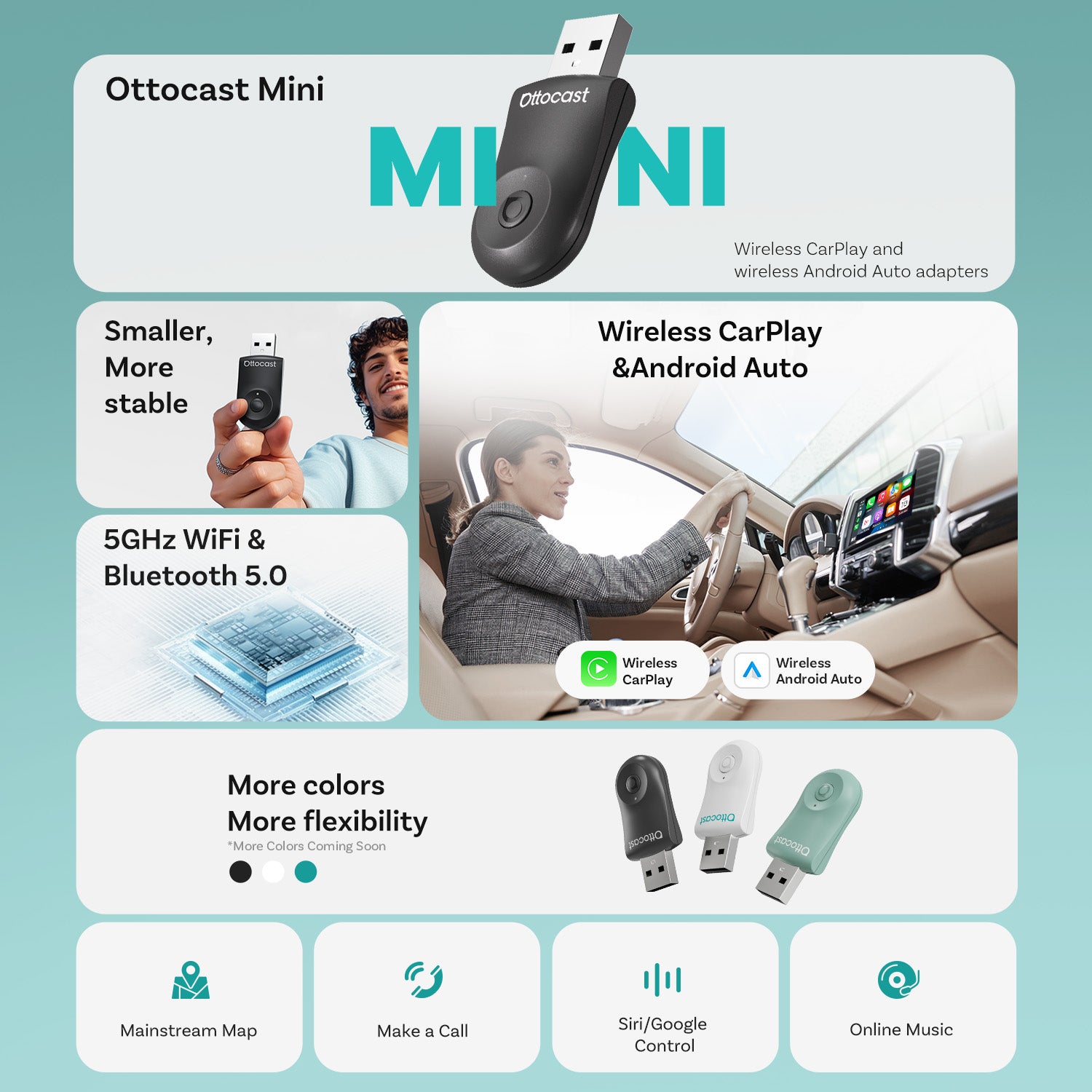 (EXCLUSIVE PRICE)-2-in-1 Mini Wireless CarPlay/Android Auto Adapter