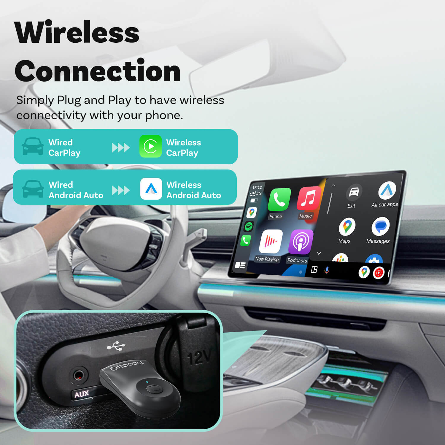 (EXCLUSIVE PRICE)-2-in-1 Mini Wireless CarPlay/Android Auto Adapter
