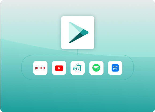 Play2Video Pro wireless CarPlay Android Auto adapter with Google Play apps Netflix YouTube Spotify Prime Video IPTV