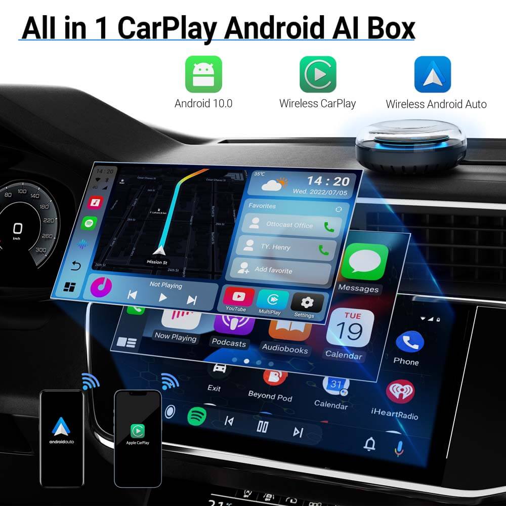 OTTOCAST PICASOU 2 CarPlay AI Box with HDMI Wireless CarPlay Android Auto  Audio Video for Porsche