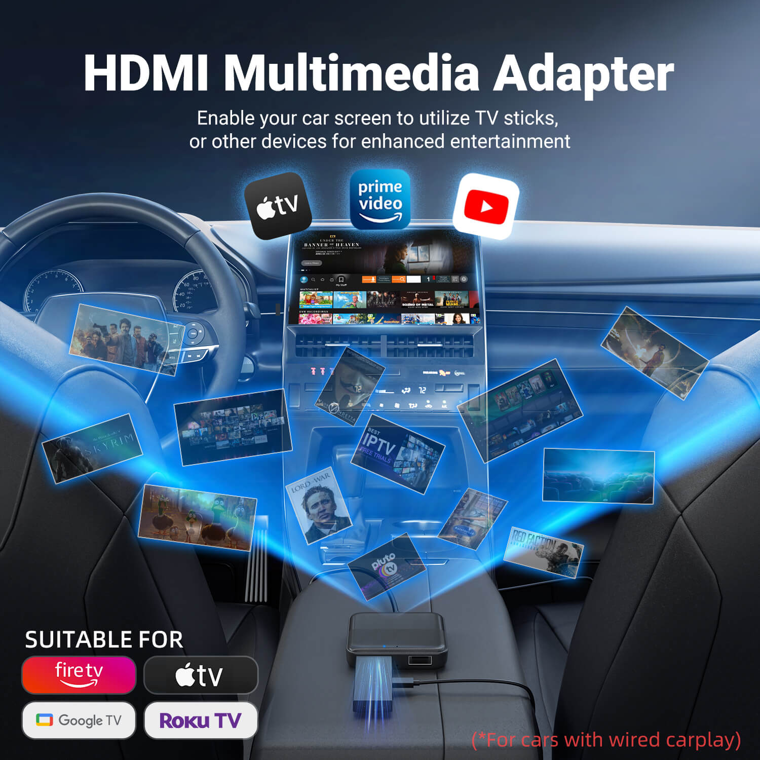 Buy OTTOCASTCar TV Mate 2024 Car TV Stick Converter With 2K HDMI Input Cast Video Game Screen Thrower Game Consoles To Car Plug Play Works For Fire Tv Stick And Wired Car Play Cars