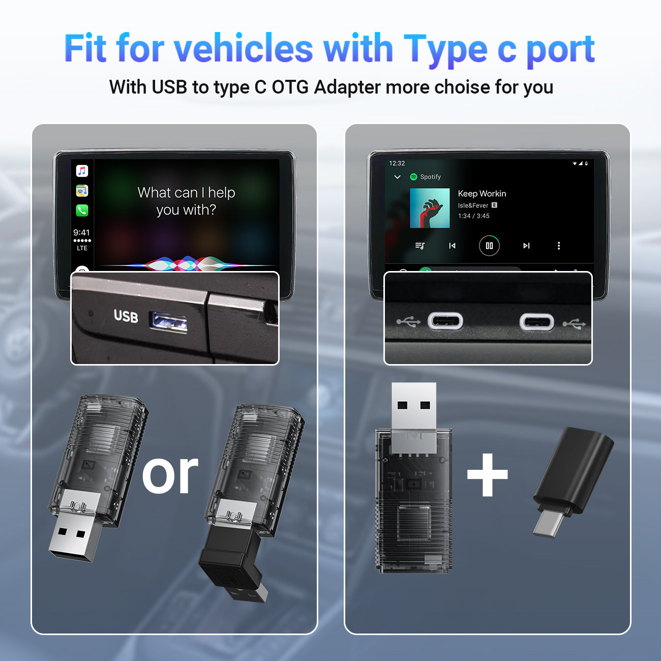 2-in-1 Mini Wireless CarPlay/Android Auto Adapter