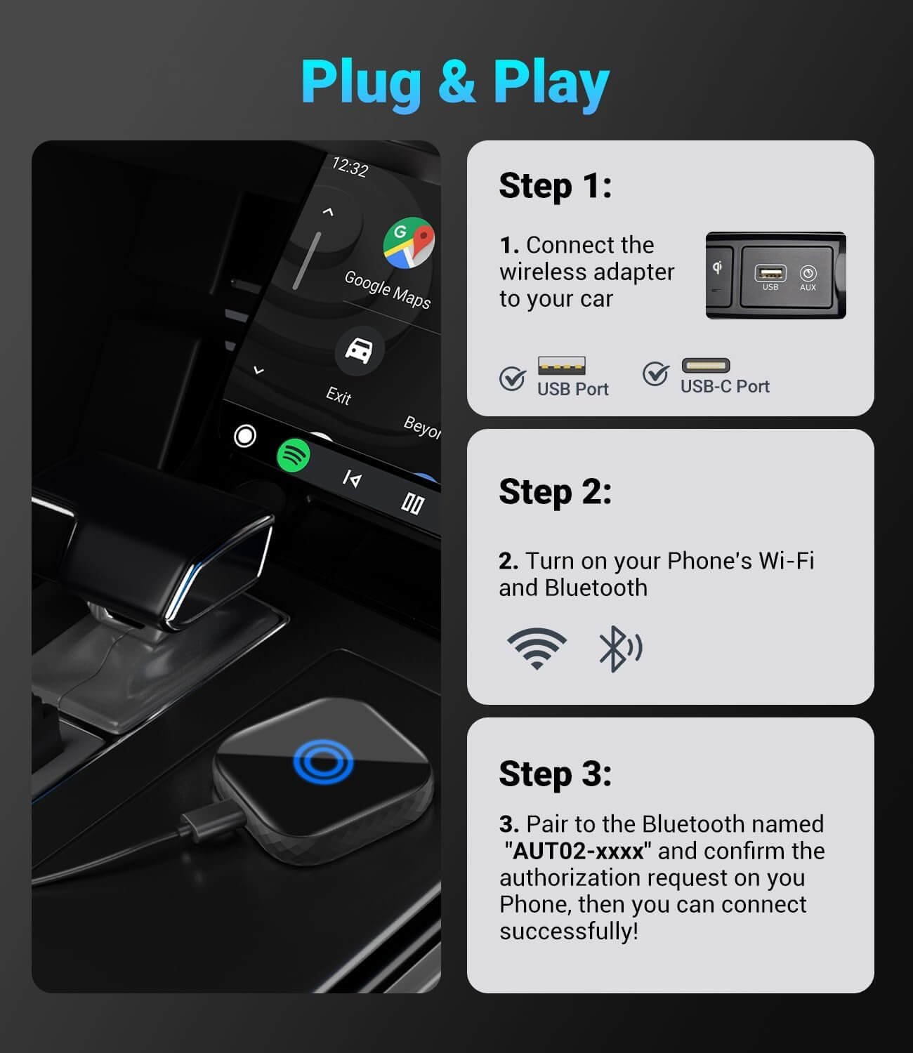 OTTOMOTION ™ Collegamento CarPlay+Android Auto 2 IN 1