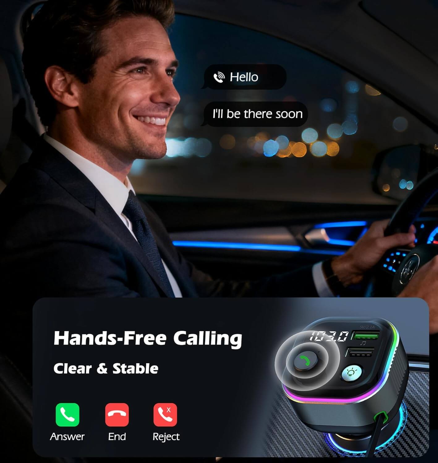 65W Bluetooth Car MP3 Player & Charger