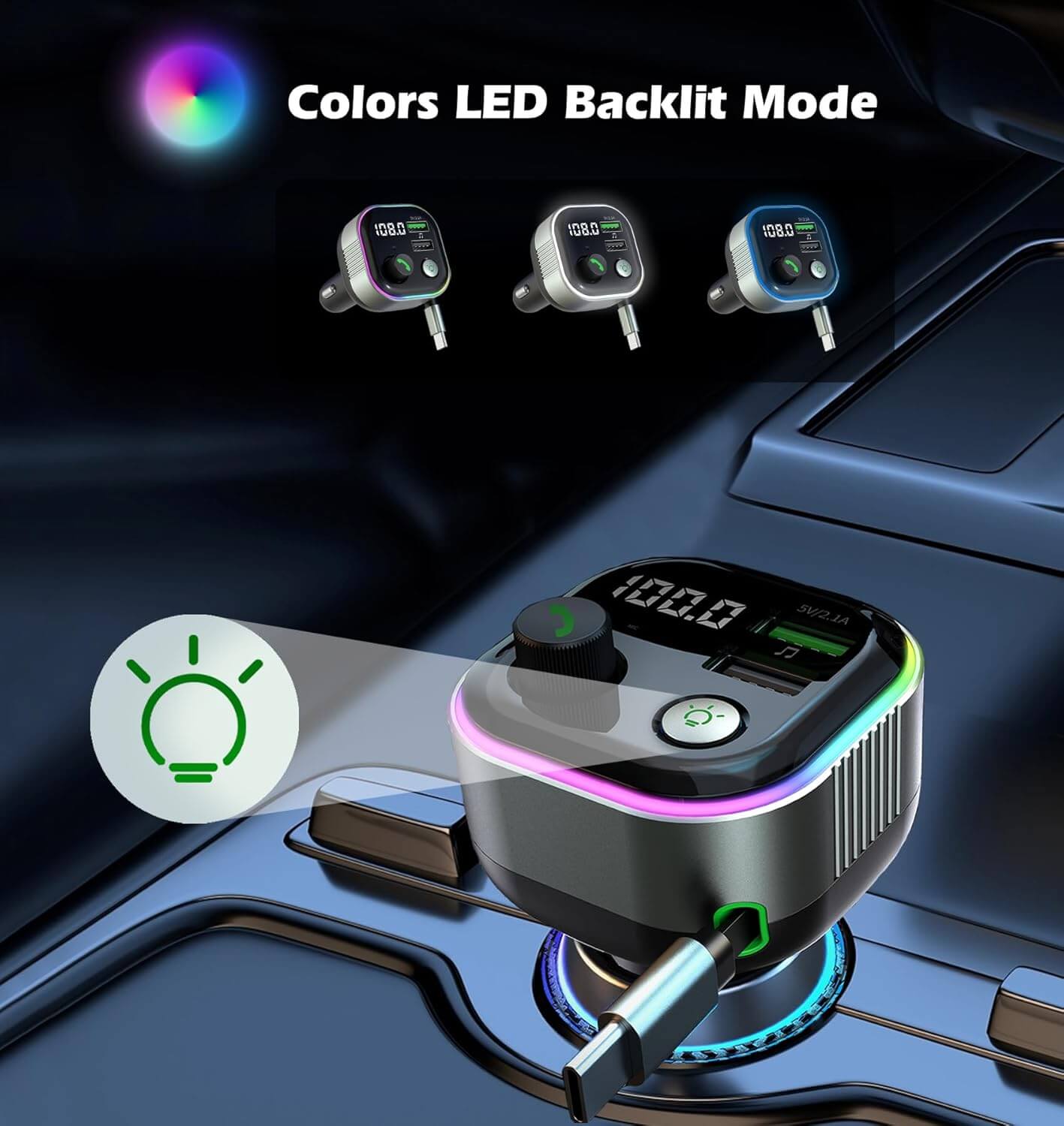 65W Bluetooth Car MP3 Player & Charger