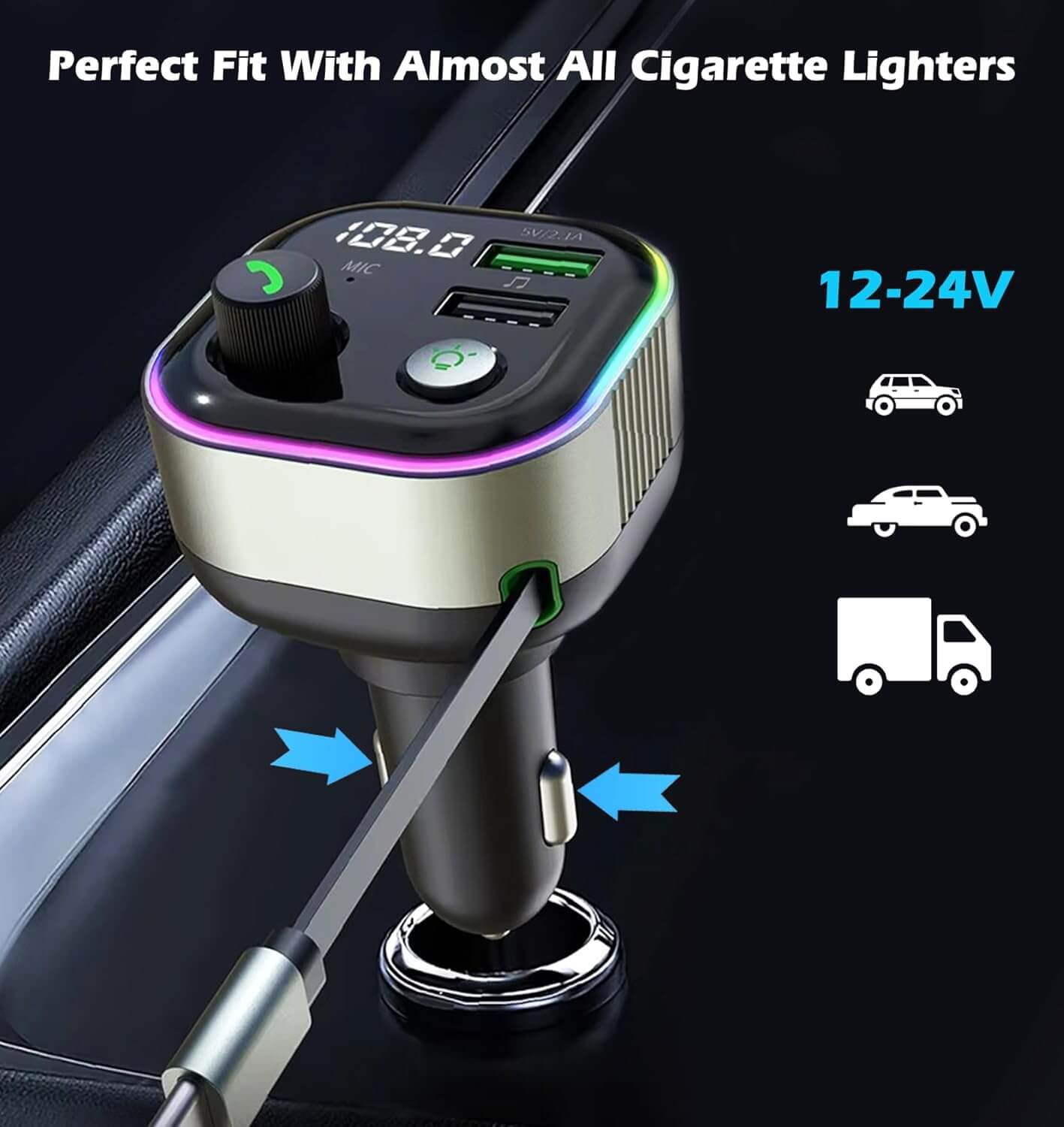 65W Bluetooth Car MP3 Player & Charger