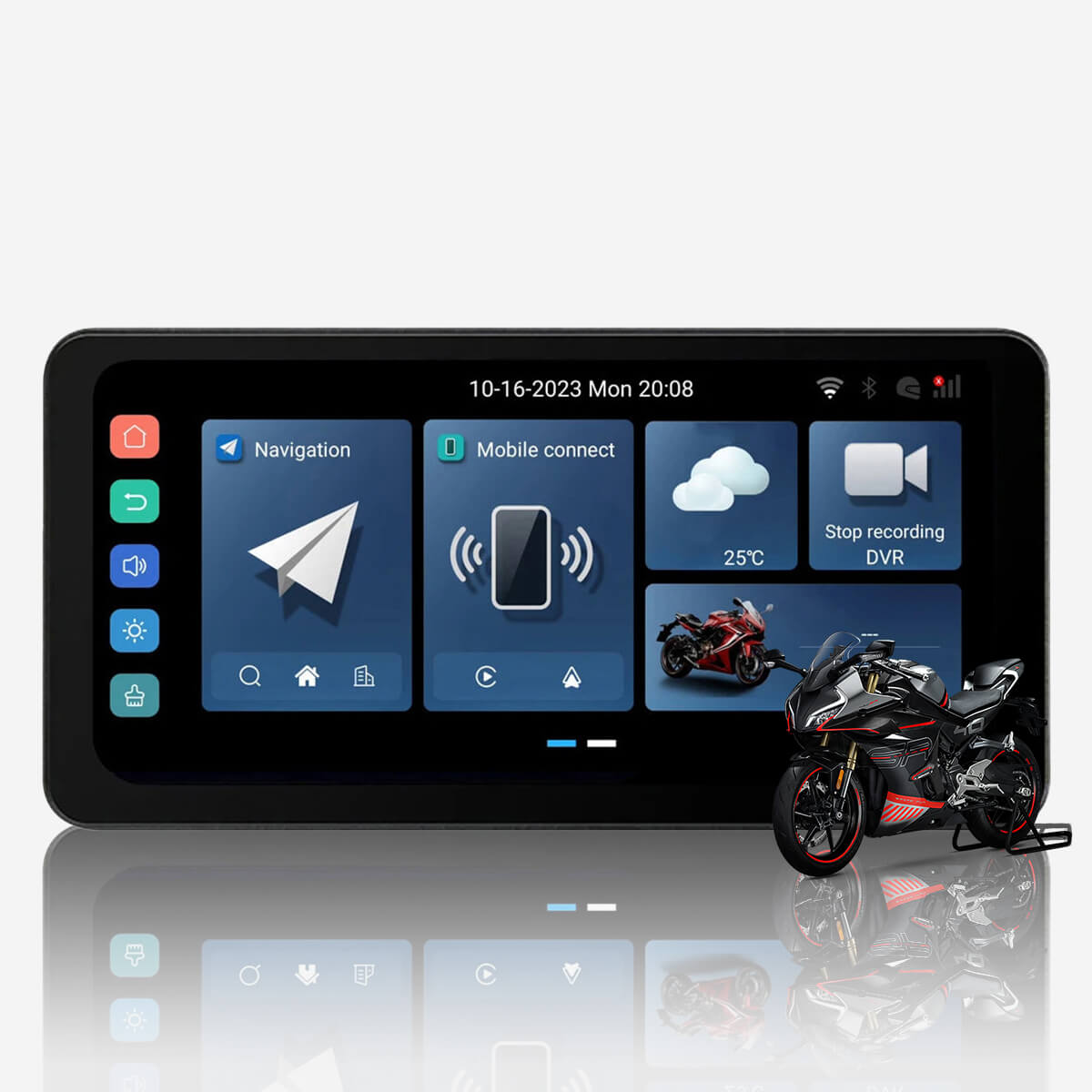 CarPlay Lite C5 Ultra Motorcycle Android 12 GPS Display Screen With DV ...