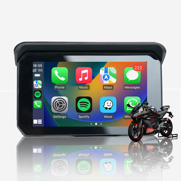 CarPlay Lite C5 SE Bærbar Motorcykel Trådløs CarPlay/Android Auto-skærm
