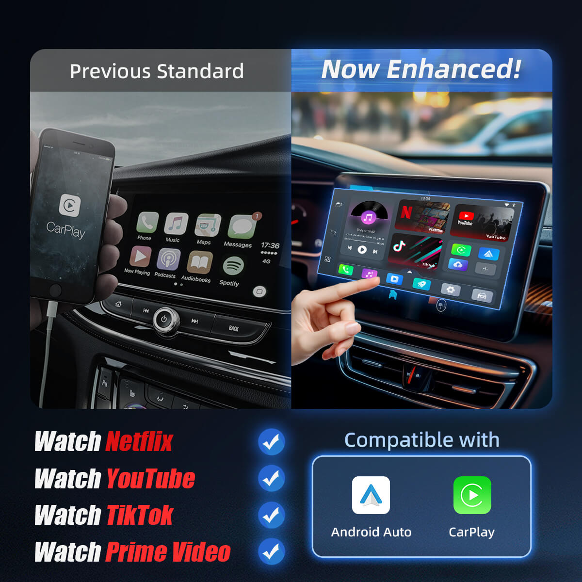Play2Video Pro Wireless CarPlay/ Android Auto 3-in-1 Adapter
