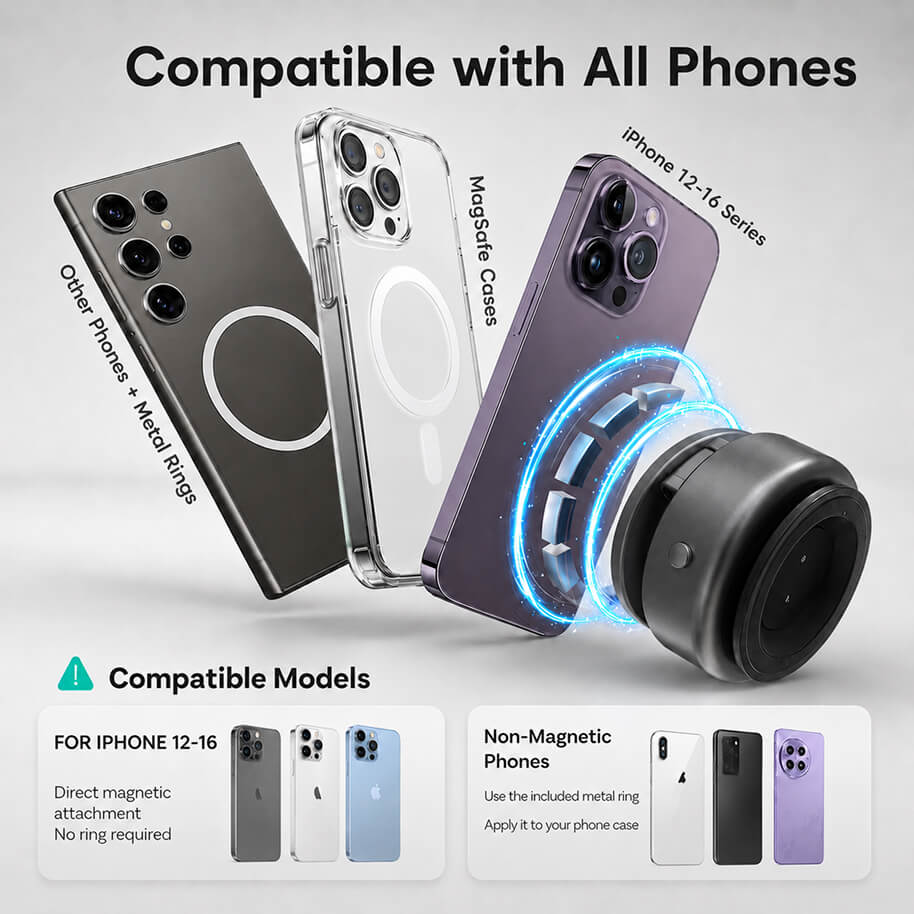 Foldable Magnetic Vacuum Car Phone Holder