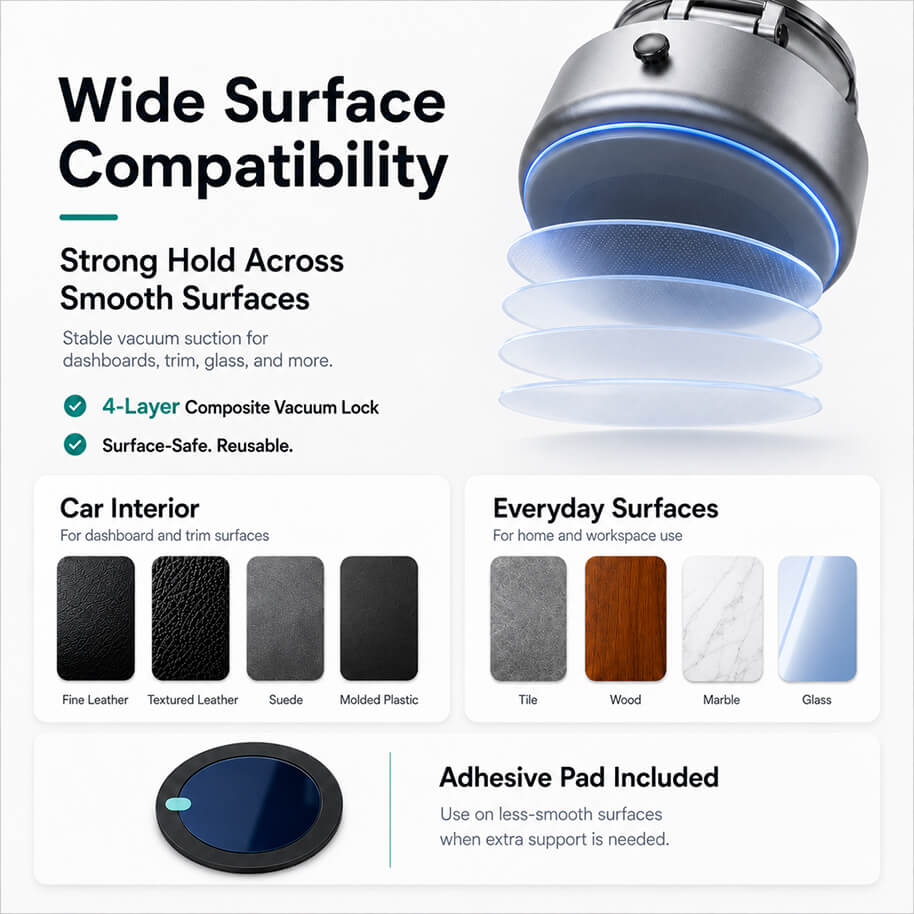 Foldable Magnetic Vacuum Car Phone Holder