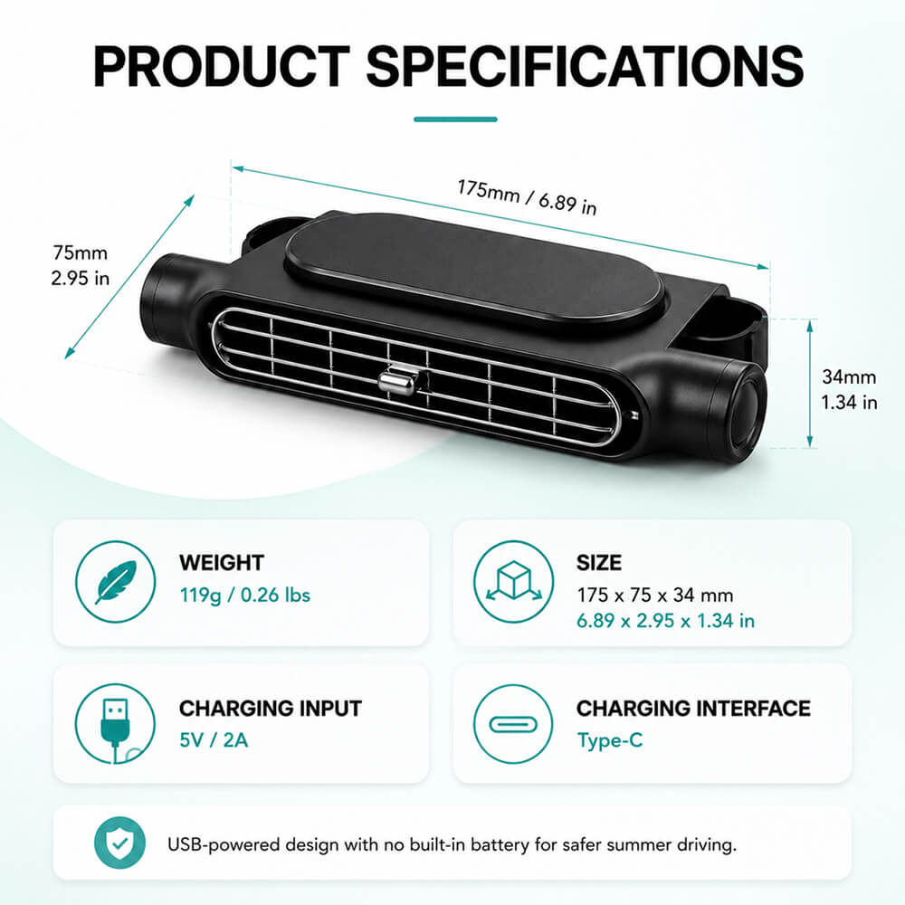 USB Car Headrest Cooling Fan