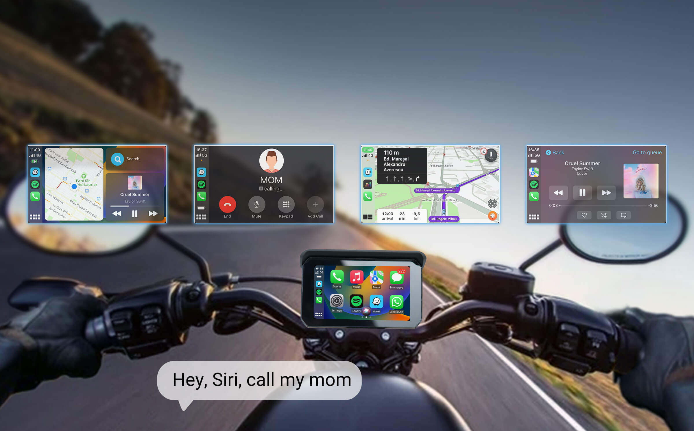 Ottocast バイクスクリーン CarPlay Lite C5 SE CarPlay Lite C5 SE Portable Motorcycle GPS Wireless CarPlay