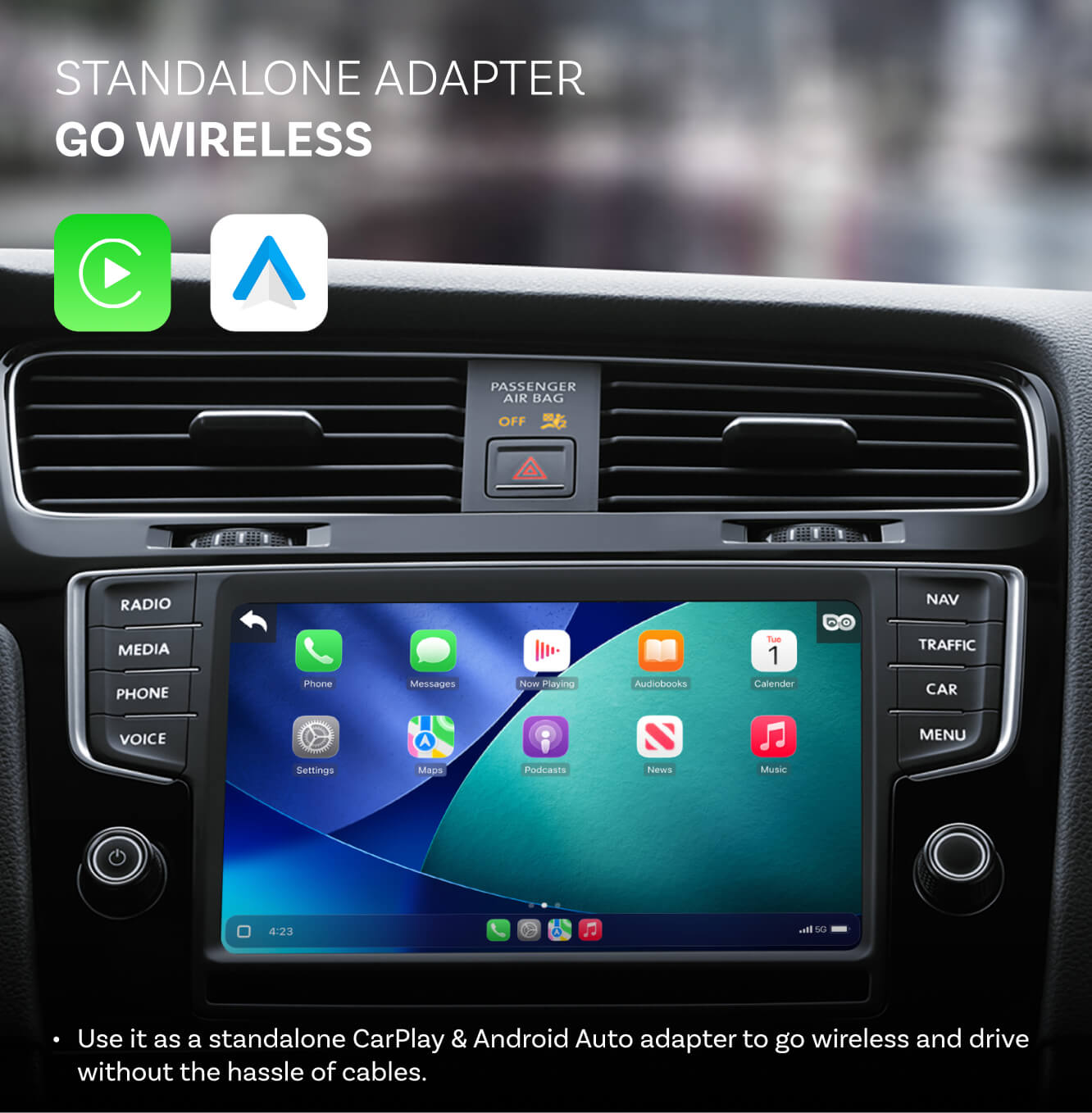 Ottocast Cabin Care Wireless CarPlay Adapter with Rear Seat Monitor