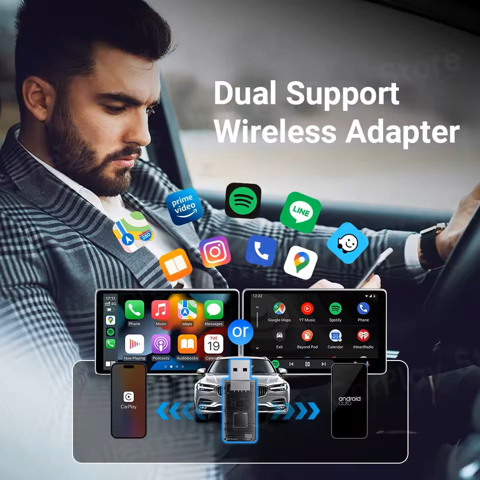 2-in-1 Mini Wireless CarPlay/Android Auto Adapter