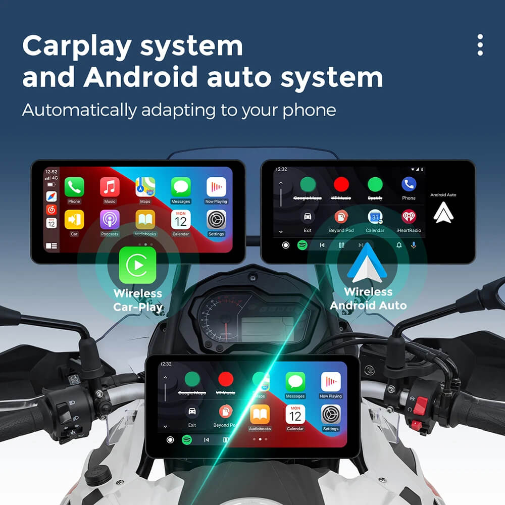 CarPlay Lite C5 Ultra Motorcycle Android 12 GPS Display Screen With DV ...