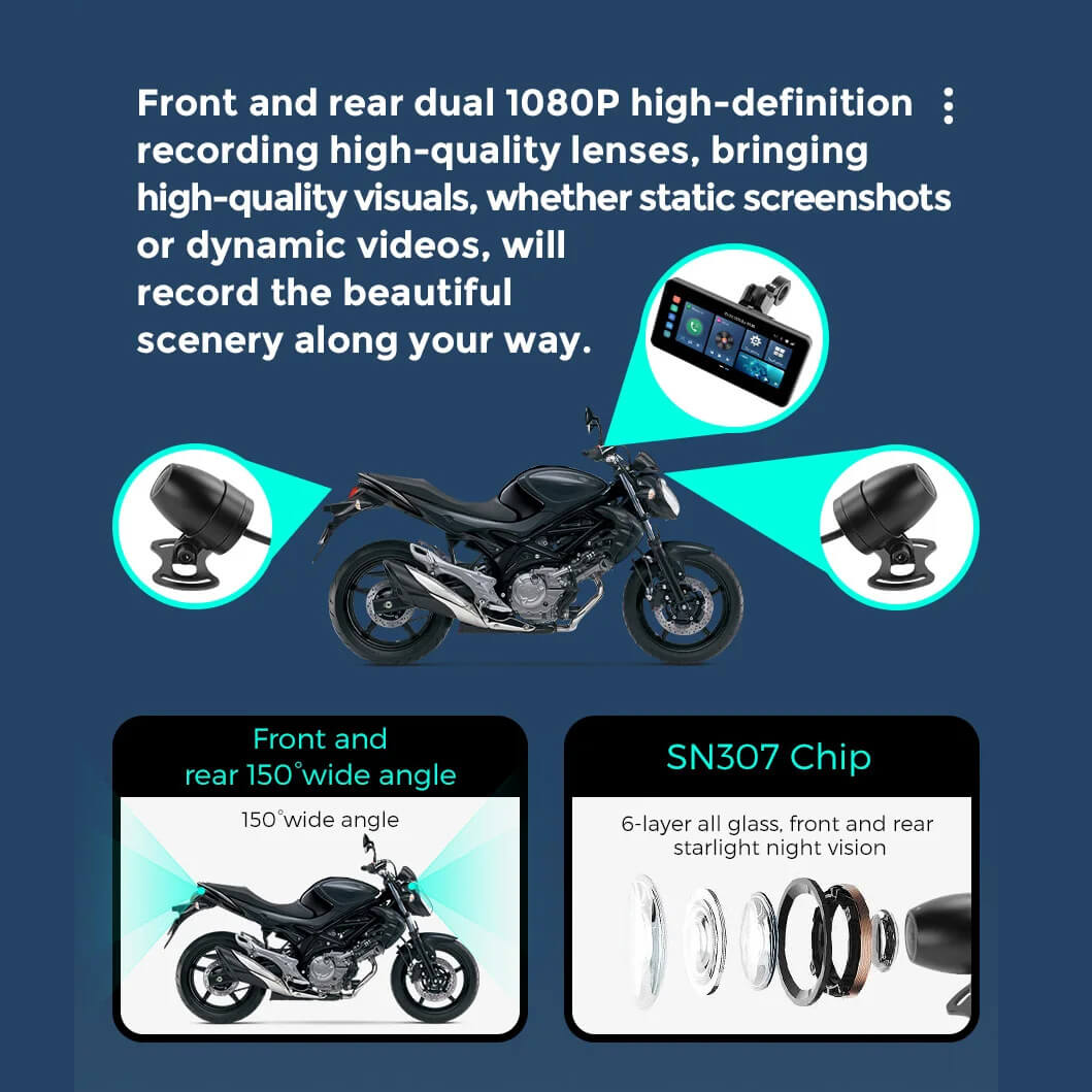 CarPlay Lite C5 Ultra Motorcycle Android 12 GPS Display Screen With DV ...