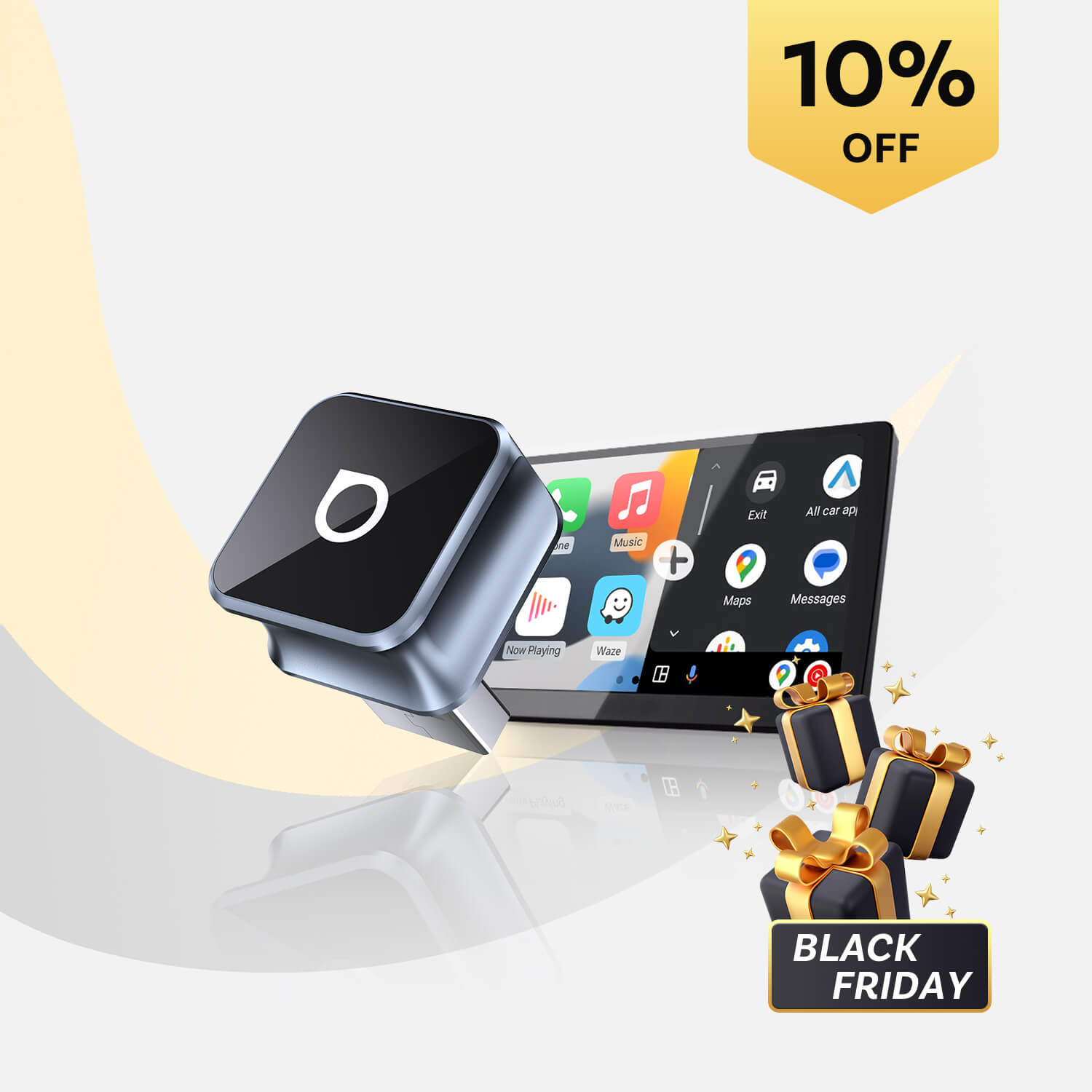 Adaptador Ottocast Mini Cube 3.0 Wireless CarPlay/Android Auto para Carro