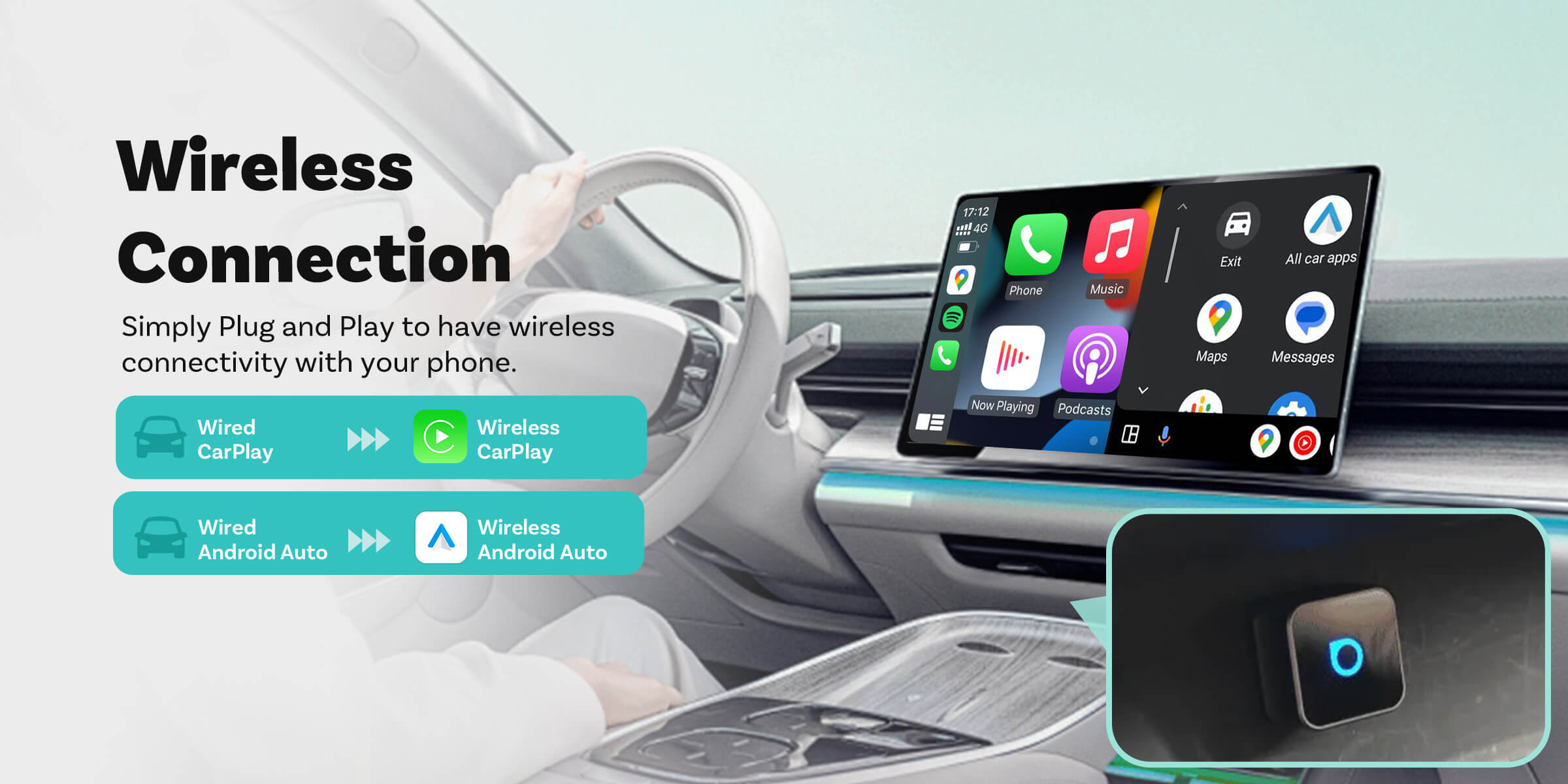 カーナビ OTTOCAST Mini / CarPlay&Android Auto Mini Wireless CarPlay/Android Auto Adapter