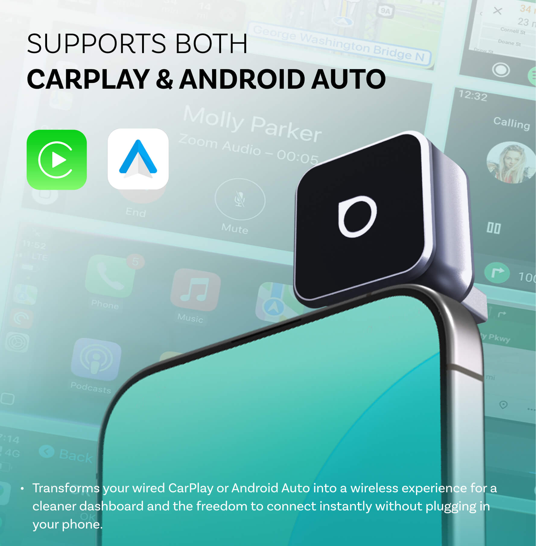 Ottocast Mini Cube 3.0 Wireless CarPlay/Android Auto Adapter