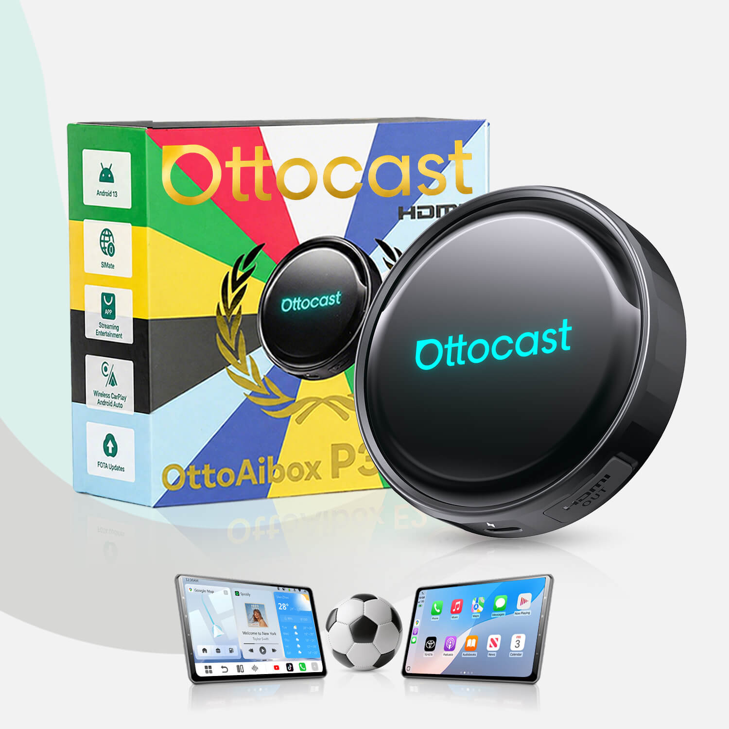 アクセサリー Ottocast OttoAibox P3 PRO Ottocast P3 Pro Android 13 Snapdragon AI Box