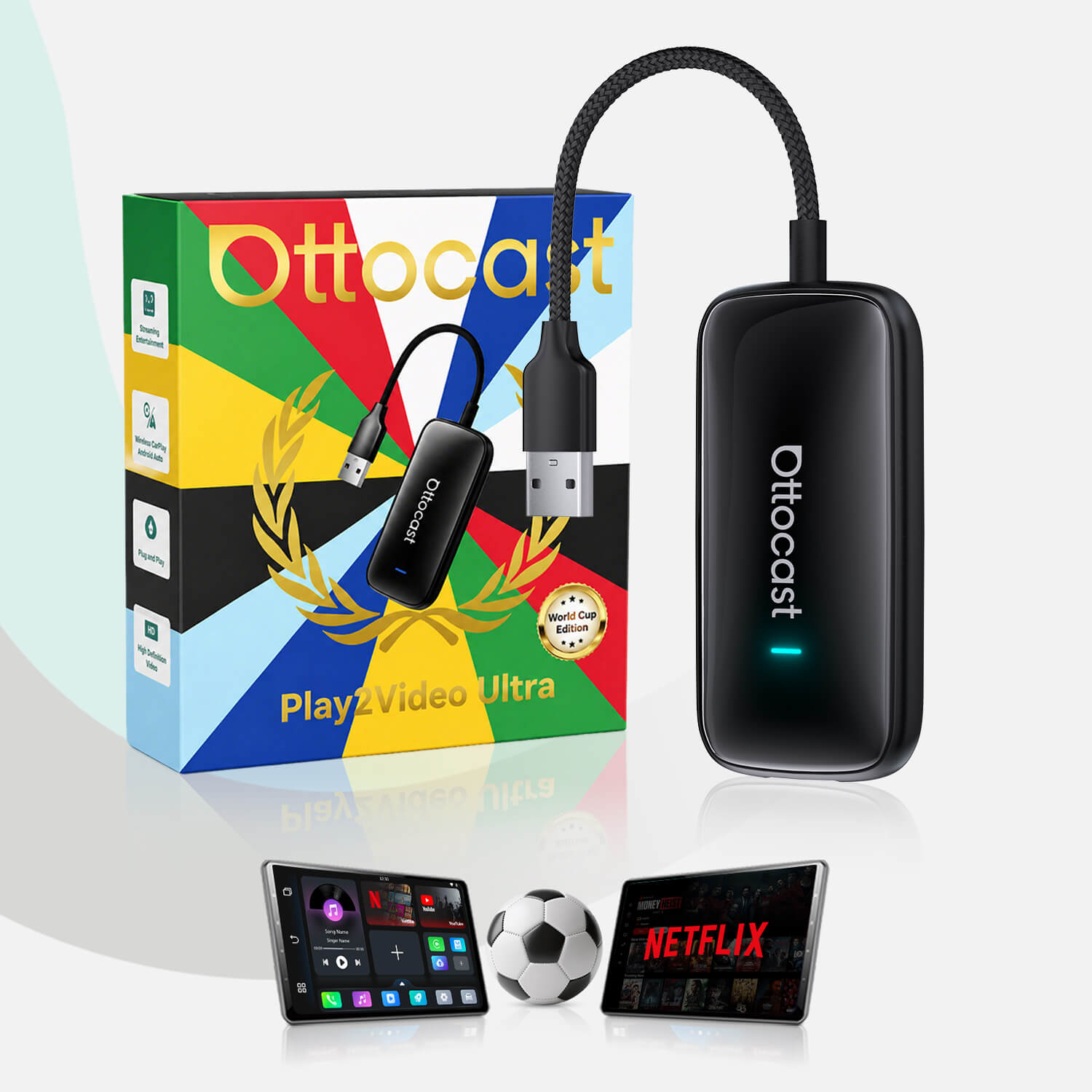 Adaptador Todo en Uno Play2Video Ultra Inalámbrico para CarPlay/Android Auto