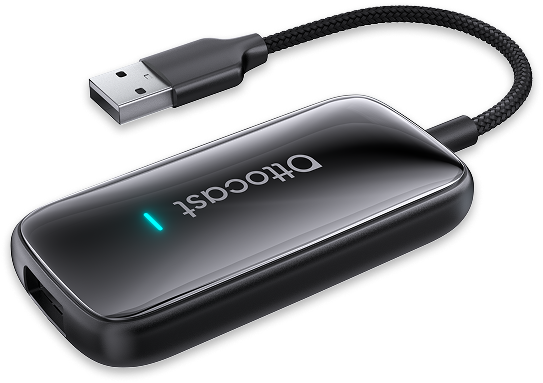 Play2Video Ultra wireless CarPlay and Android Auto adapter on a white background