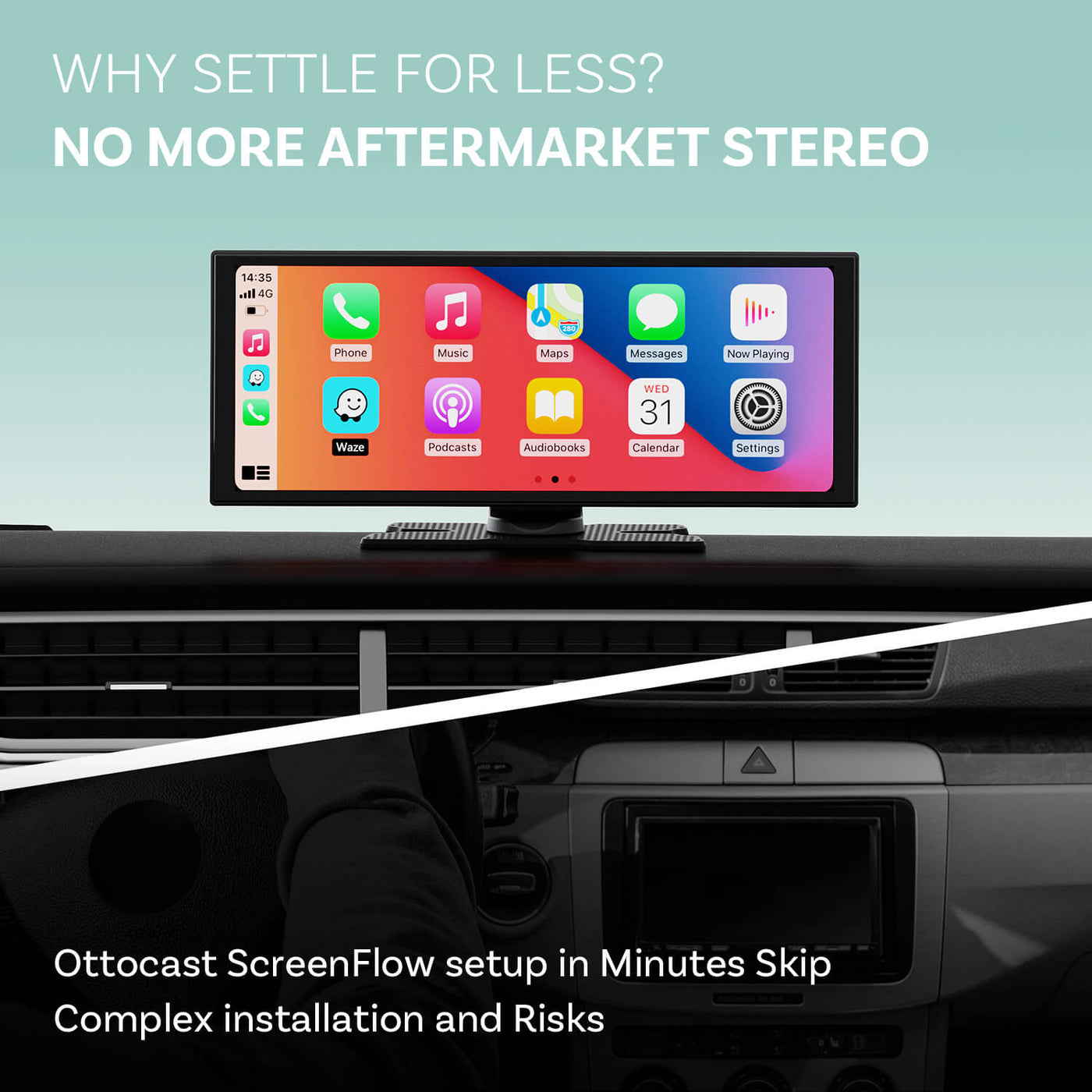 Ottocast Universal 11.4 Inch Car Screen Plug and Play Dashboard