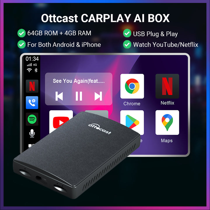 Adaptador Inalámbrico Carplay Android Auto Dispositivo de conector de coche  CarPlay Android Auto AI Box para reproductor de vídeo Multimedia de coche  Hugtrwg Accesorios para autos y motos